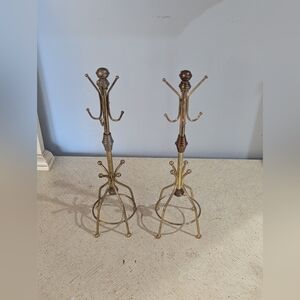 Brass Mini Coat Rack Pair - Vintage Style Jewelery Hangers